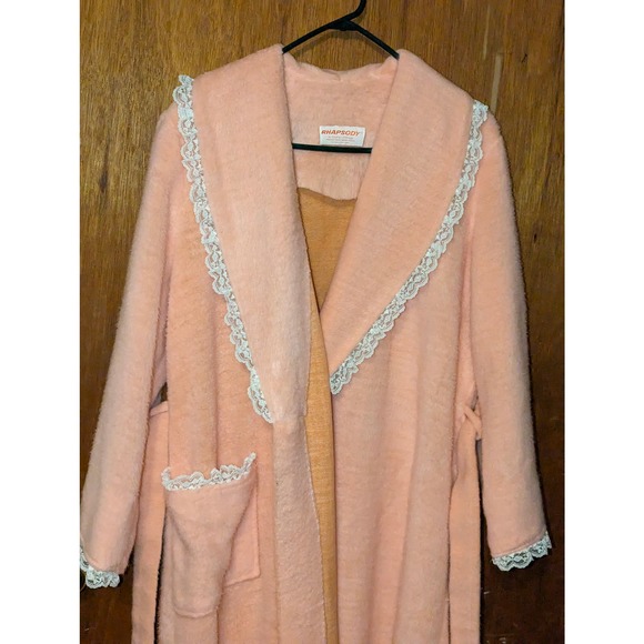 Vintage Rhapsody by Glazier Plush Velour Pink Robe Rare Soft Large Women's Warm - Picture 7 of 14